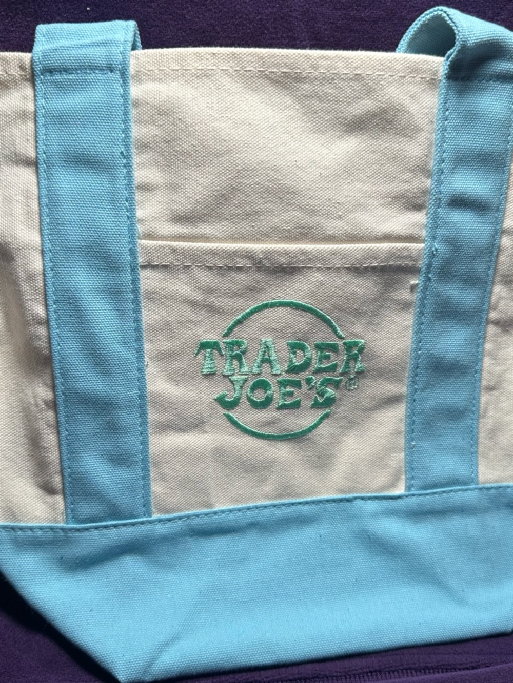 Canvas Tote Bag in White and Light Blue